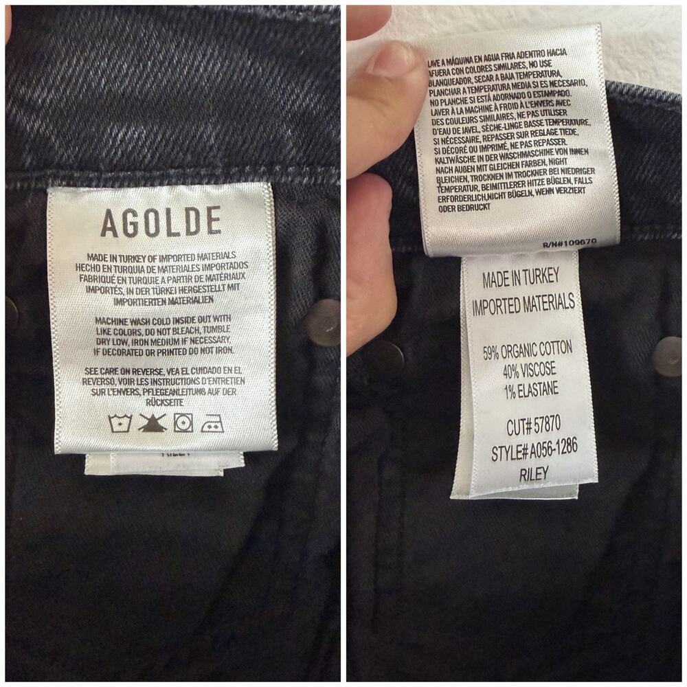 AGOLDE Riley Jeans Women’s Size 25 Black High Rise Straight Leg Button Fly - Picture 4 of 8
